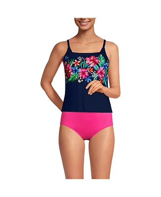 Lands' End Women's Long Torso Square Neck Tankini Swimsuit Top