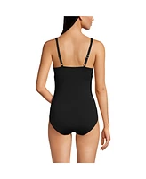 Lands' End Women's Chlorine Resistant Shirred V-neck One Piece Swimsuit