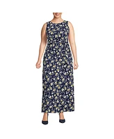 Lands' End Women's Plus Size Women's Sleeveless Tie Waist Maxi Dress