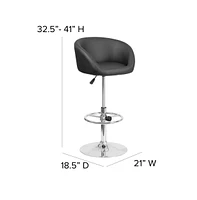 Valencia Bucket Seat Bar And Dining Stool Modern With 360 Swivel, Adjustable Height Metal Footrest