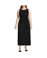 Lands' End Plus Sleeveless Tie Waist Maxi Dress