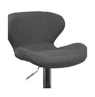 Quincy Adjustable Height Barstool Contemporary Bar Stool With Curved Back And Metal Base Footrest