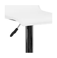 Solid Wave Seat Vinyl Adjustable Height Barstool With Chrome Base