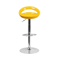 Rounded Cutout Back Swivel Adjustable Height Barstool, Chrome Base