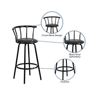 Crown Back Metal Barstool With Vinyl Swivel Seat