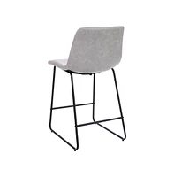 24 Inch Faux Counter Height Bucket Seat Stools, Set Of 2