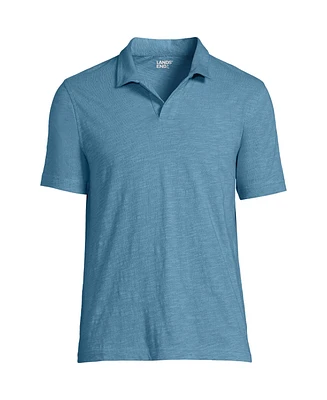 Lands' End Men's Short Sleeve Slub Johnny Collar Polo