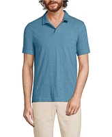 Lands' End Men's Short Sleeve Slub Johnny Collar Polo