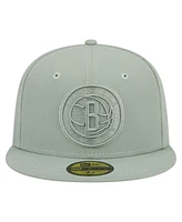 New Era Men's Light Green Brooklyn Nets Sage Color Pack 59Fifty Fitted Hat