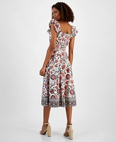 T Tahari Women's Floral-Print Fit & Flare Midi Dress