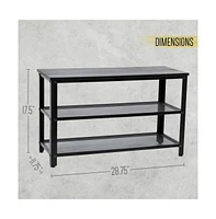 Solid Pine Wood 3-Tier Entryway Shoe Rack Bench With Metal Mesh Shelves, For Entryway, Mudroom, Or Bedroom, And More!