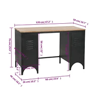 Double Pedestal Desk Solid Fir wood and Steel 47.2"x19.7"x29.9"