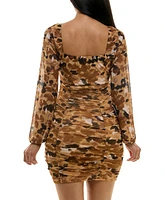 Bcx Juniors' Printed Ruched Bodycon Dress