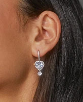 Eliot Danori Silver-Tone Cubic Zirconia Heart Drop Earrings, Created for Macy's