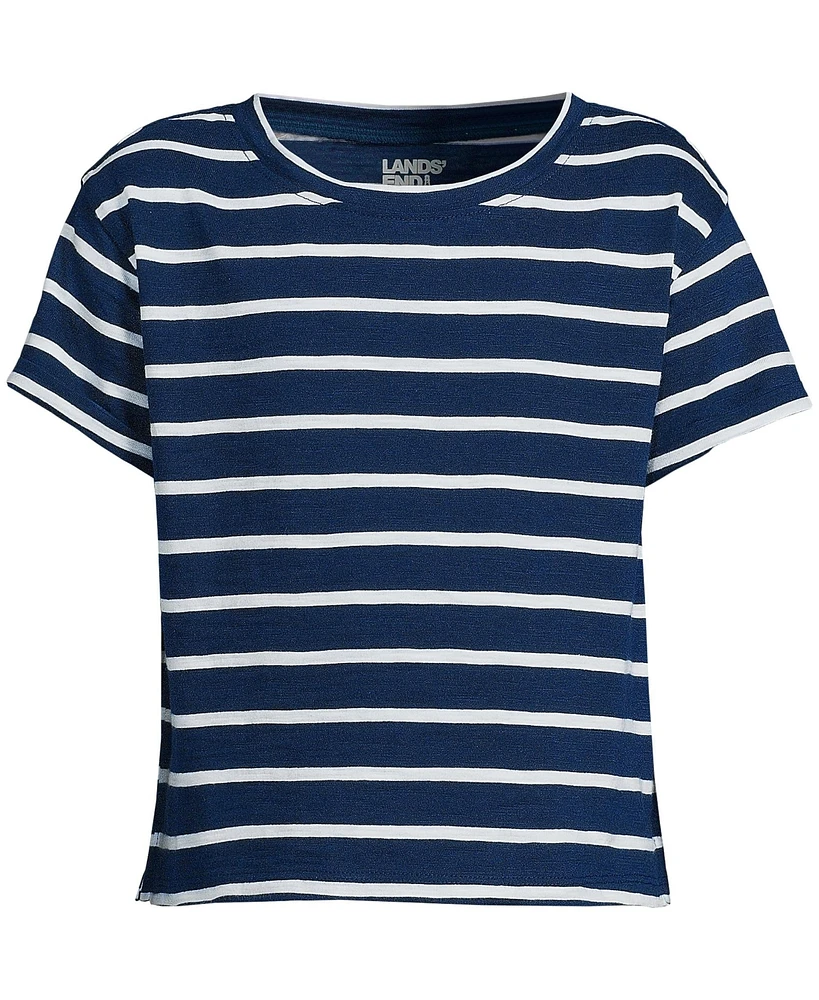 Lands' End Girls Short Sleeve Slub Crewneck Top