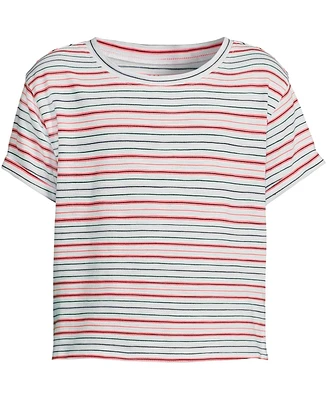 Lands' End Girls Short Sleeve Slub Crewneck Top