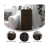 Marley 4 Drawer Storage Dresser With Cast Iron Frame, Wood Top And Easy Pull Engineered Drawers Wooden Handles