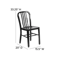 Merrick Lane Santorini 18 Inch Galvanized Steel Indoor/Outdoor Dining Chair With Slatted Back And Powder Coated Finish