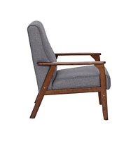 Emma+Oliver Langmore Upholstered Mid-Century Modern Arm Chair With Wood Frame