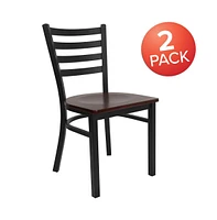 Emma+Oliver 2 Pack Ladder Back Metal Restaurant Chair