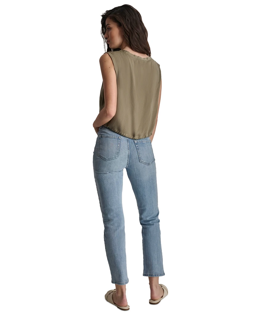 Dkny Jeans Women's V-Neck Sleeveless Cropped Top