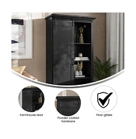 Finnoula Farmhouse Storage Cabinet, Semi-Open With Sliding Barn Door