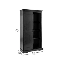 Finnoula Farmhouse Storage Cabinet, Semi-Open With Sliding Barn Door