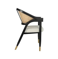 Bronson Cane Rattan Padded Accent Or Dining Chair With Metallic Accented Legs