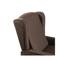 Leeds Fabric Upholstered Easy Push Back Recliner - Classic Wingback Design With Nailhead Accent Trim And Footrest