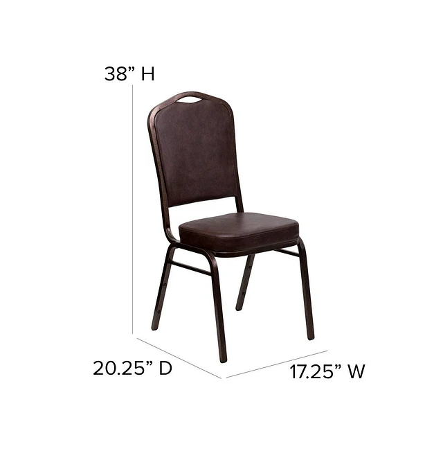 EMMA + OLIVE Tapezoidal Back Stacking Chai, Bugundy Vinyl