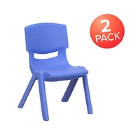 Emma+Oliver 2 Pack Plastic Stackable School Chair With 10.5"H Seat, Preschool