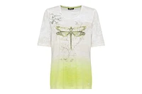 Olsen Women's 100% Cotton Embellished Placement Print T-Shirt