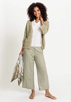 Olsen Women's Anna Fit Wide Leg Cotton Linen Pull-On Culottes