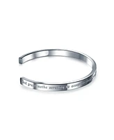 Bling Jewelry Inspirational Message Quotable Religious Mantra Stackable Serenity Prayer Cuff Bracelet Stainless Steel