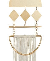 Rosemary Lane Gold Metal Macrame Wall Decor with Fringe Detailing, 6" x 1" x 45"