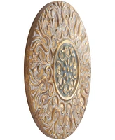 Rosemary Lane Gold Metal Plate Wall Decor with Embossed Details, 32" x 2" x 32"