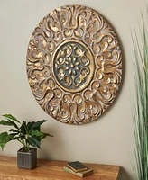 Rosemary Lane Gold Metal Plate Wall Decor with Embossed Details, 32" x 2" x 32"