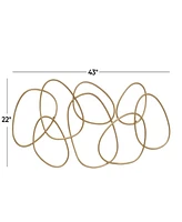 CosmoLiving by Cosmopolitan Gold Metal Abstract Interlocking Rings Wall Decor, 43" x 1" x 22"