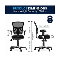 Emma+Oliver Mid-Back Mesh Multifunction Executive Swivel Ergonomic Office Chair With Adjustable Arms