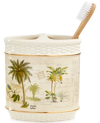 Avanti Colony Palm Tree Textured Ceramic Toothbrush Holder