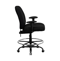 Emma+Oliver Big & Tall 400 Lb. Rated High Back Fabric Ergonomic Drafting Chair With Adjustable Back Height And Arms