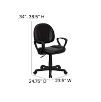 Emma+Oliver Mid-Back Leather Swivel Ergonomic Task Office Chair With Back Depth Adjustment And Arms