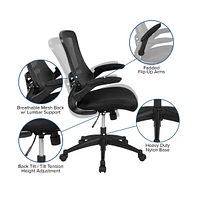 Emma+Oliver Mid-Back Mesh Swivel Ergonomic Task Office Chair With Flip-Up Arms