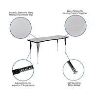 86" Oval Wave Collaborative Laminate Activity Table Set With 18" Student Stack Chairs