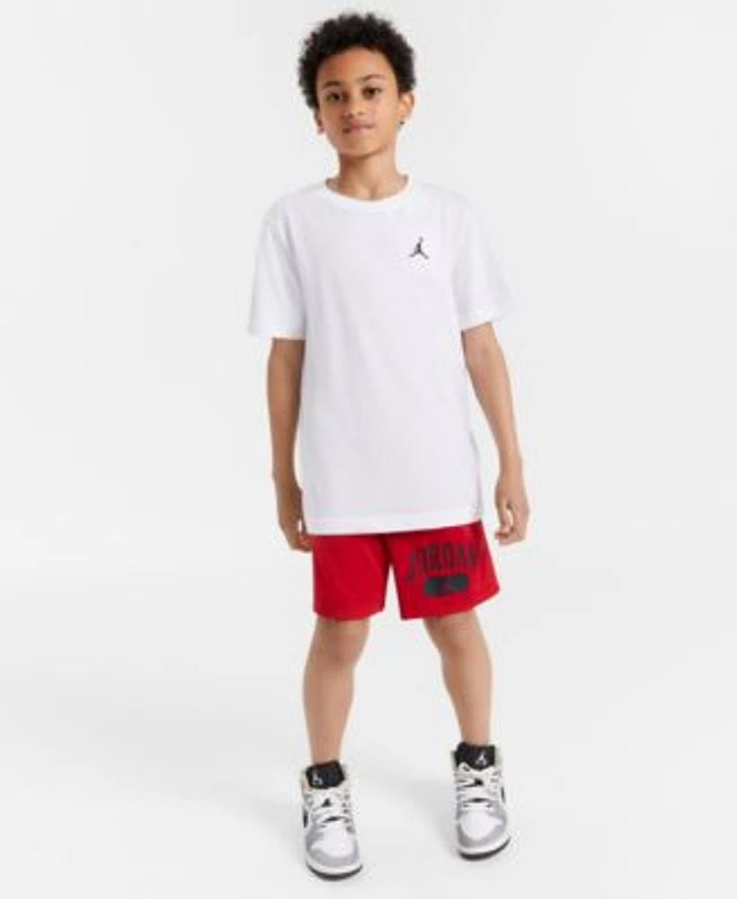 Jordan Big Boys Jumpman Air Embroidery T Shirt Mesh Logo Shorts