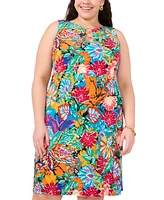 Msk Plus Size Printed Three-Ring Sleeveless Shift Dress