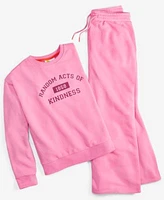 Epic Threads Girls Kindness Printed French Terry Sweatshirt Cropped Wide Leg French Terry Pants Created For Macys