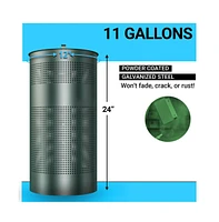 Emma+Oliver Kirk 11.5 Gallon Stainless Steel Outdoor Trash Can With Lid, Freestanding Or Mountable Design, 20 Trash Bags Included