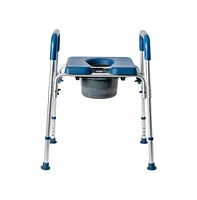 Maury Shower Commode Chair With Safety Rail, Height Adjustable Frame, Padded Seat & Armrests, Removable Pail Lid, Fits Most Toilets