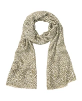 Olsen Leo Print Scarf with Frayed Edge Trim